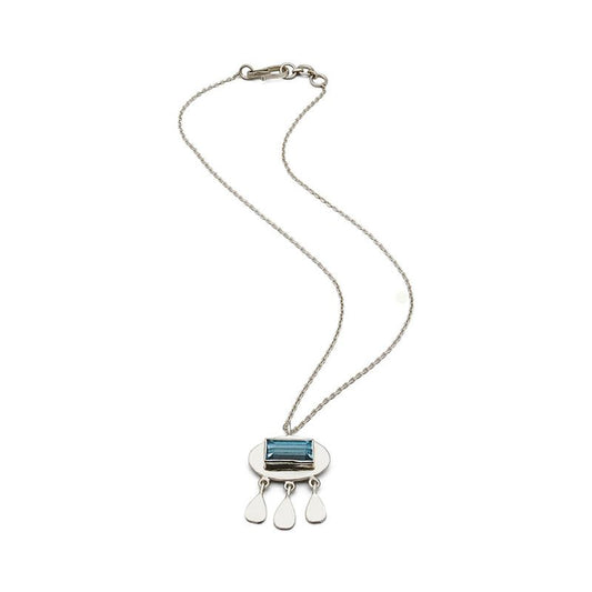 Velorra blue topaz pendant necklace side view