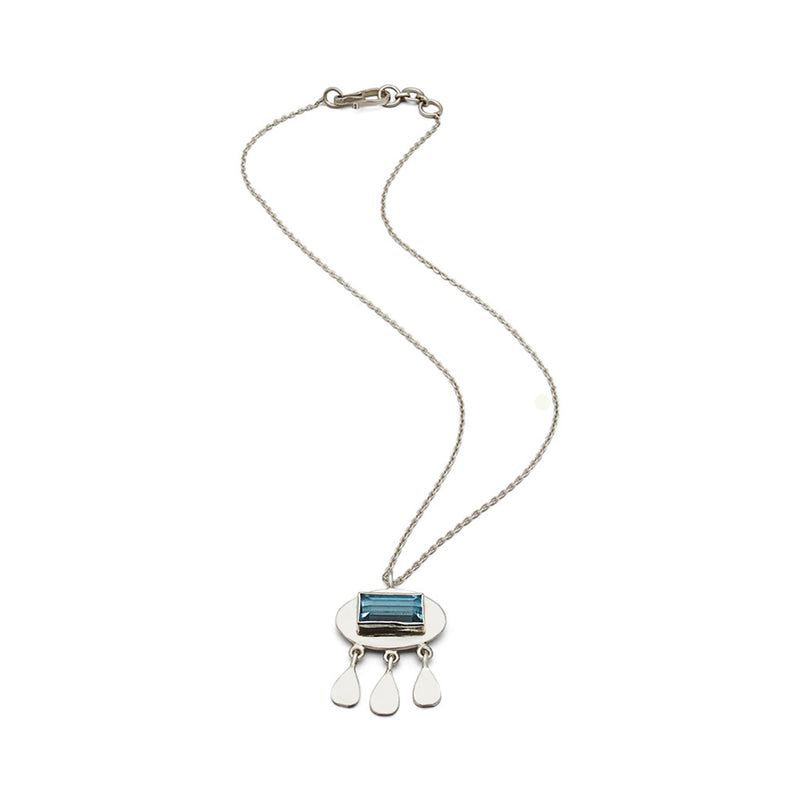 Velorra blue topaz pendant necklace side view
