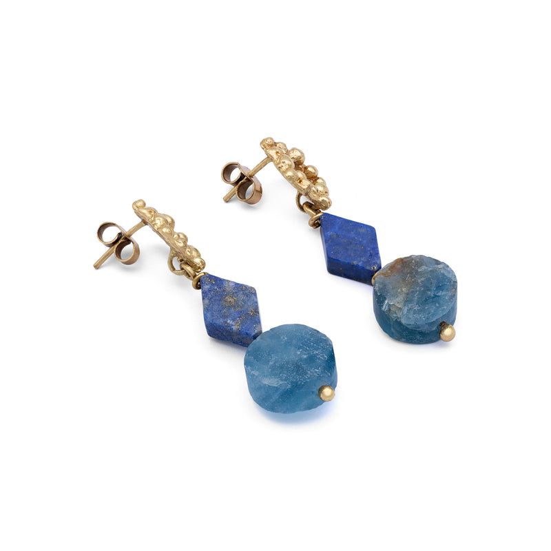 Velorra fluorite lapis earrings side view