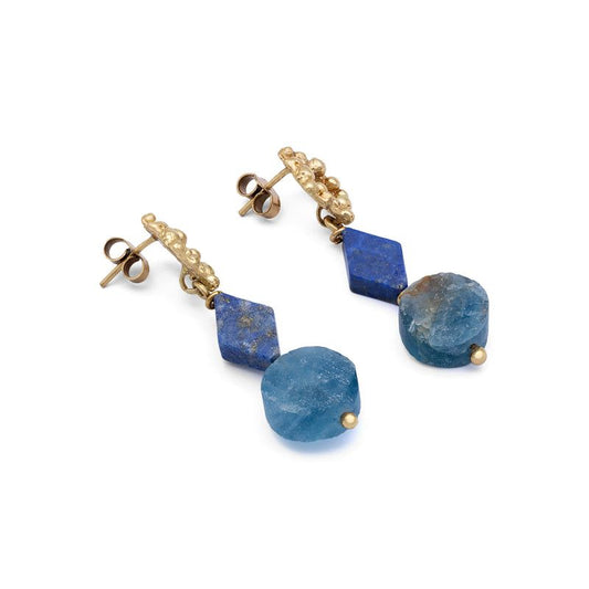 Velorra fluorite lapis earrings side view