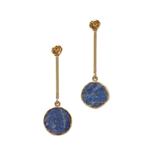Lapis lazuli floral drop earrings front view