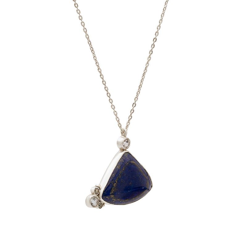 Velorra lapis and topaz pendant necklace close up