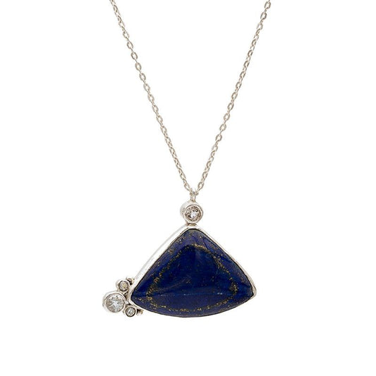 Velorra lapis lazuli pendant necklace side view