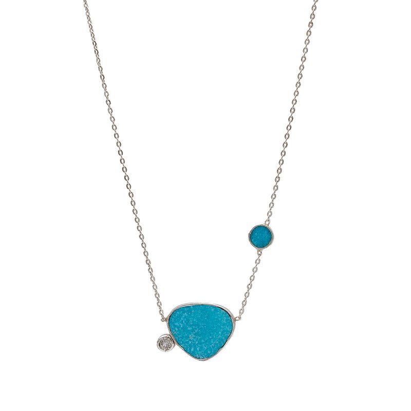 Turquoise geometric pendant necklace front view