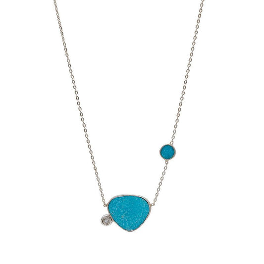 Turquoise geometric pendant necklace front view