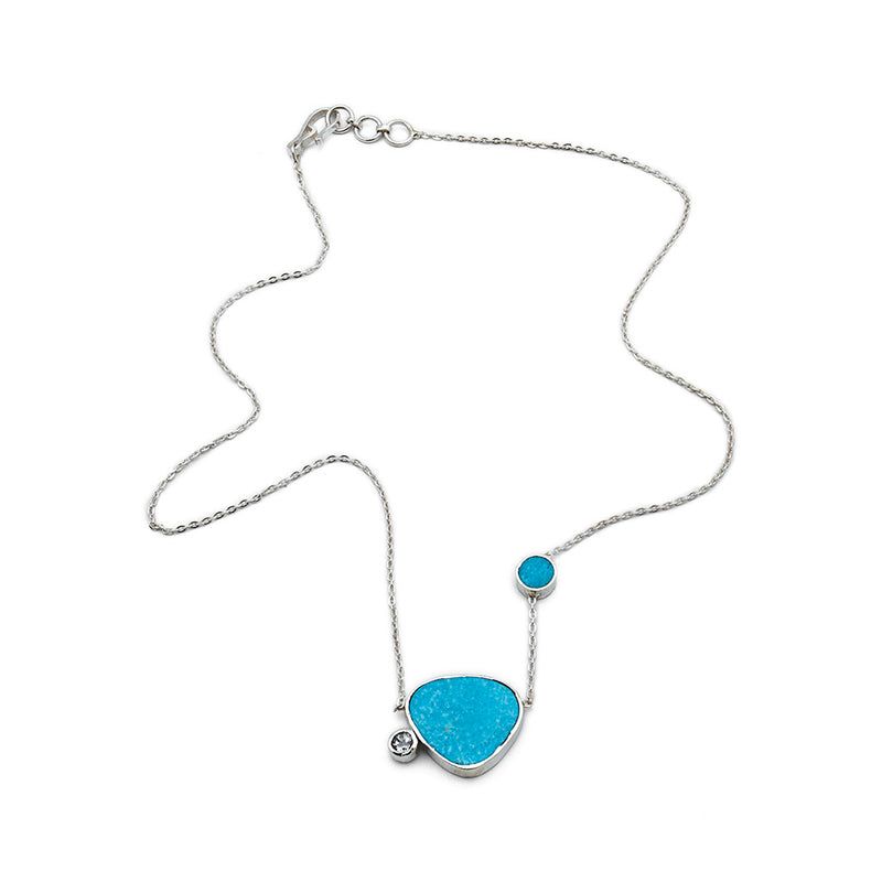 Velorra turquoise pendant necklace side view