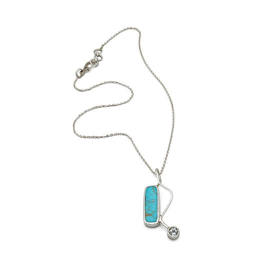 Velorra turquoise topaz pendant necklace side view